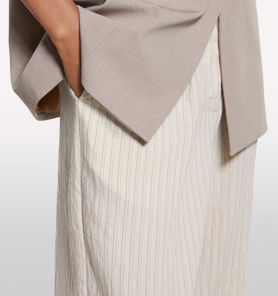 Calças branco nata riscadas - calças palazzo para mulher - Branco Nata | Sisley image number 4